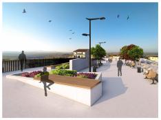 MIRADOR Proyecto del nuevo espacio libre que que el ayuntamiento de Monzón tiene previsto levantar en Selgua.