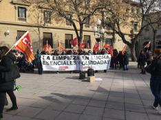 Los trabajadores del sector se concentraron este viernes por la mañana en la plaza de Navarra.